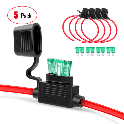 Nilight 5Pcs 12AWG Inline Wiring Harness ATC/ATO Automotive Holder