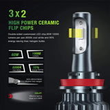 Nilight H11/H8/H9 LED Headlight Bulbs, 500% Brighter H11 LED Headlights Conversion Kit 6000K Cool White IP67, Pack of 2, view 2