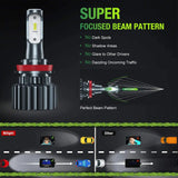 Nilight H11/H8/H9 LED Headlight Bulbs, 500% Brighter H11 LED Headlights Conversion Kit 6000K Cool White IP67, Pack of 2, view 3