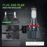 Nilight H11/H8/H9 LED Headlight Bulbs, 500% Brighter H11 LED Headlights Conversion Kit 6000K Cool White IP67, Pack of 2, view 4