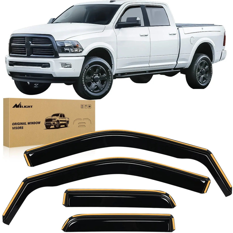 Nilight Channel Rain Guards for Ram 1500 2009-2018,Original Window Deflectors, Vent Window Visors-4pcs