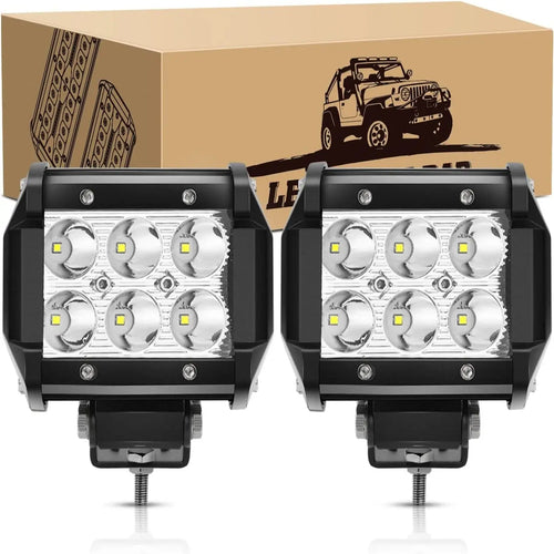Nilight LED Light Pods 2PCS 4 Inch 18W LED Light Bar Spot 1260lm LED Fog Lights Off Road Light Driving Working Light for Truck Golf Cart SUV ATV UTV Boat (0604S-B)