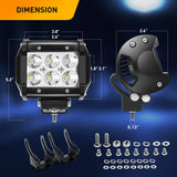 Nilight LED Light Pods 2PCS 4 Inch 18W LED Light Bar Spot 1260lm LED Fog Lights Off Road Light Driving Working Light for Truck Golf Cart SUV ATV UTV Boat (0604S-B), view 2