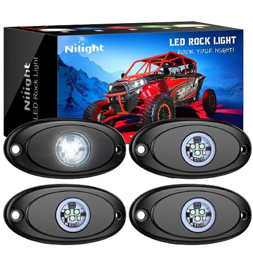 Nilight White LED Rock Lights (4 Pcs)