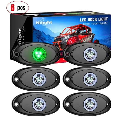 Nilight Green LED Rock Lights (6 Pcs)