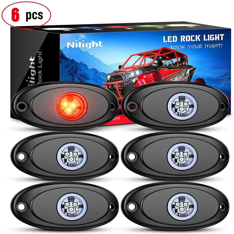 Nilight Red LED Rock Lights (6 Pcs)