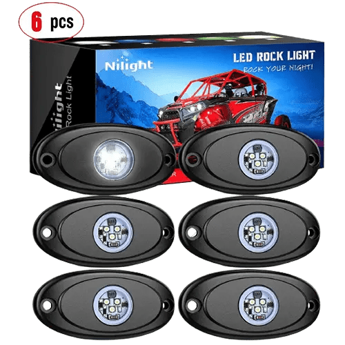 Nilight White LED Rock Lights (6 Pcs)