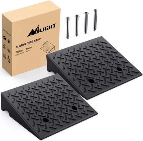 Nilight 5 Inch Rise Height Rubber Curb Ramps 7000lbs Load Capacity (Pair)