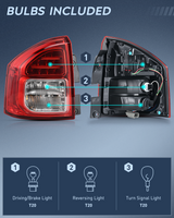 Nilight Taillight Assembly Compatible with 2011 2012 2013 Jeep Compass Tail Light OE Style Rear Lamp Replacement Driver Side w/Bulbs, view 3