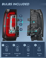 Nilight Taillight Assembly Compatible with 2015 2016 2017 2018 2019 2020 GMC Yukon and Yukon XL 2015-2018 submodel Denali SLE SLT LED Type Tail Lights Rear Lamp Replacement Driver and Passenger Side, view 2