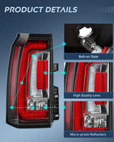 Nilight Taillight Assembly Compatible with 2015 2016 2017 2018 2019 2020 GMC Yukon and Yukon XL 2015-2018 submodel Denali SLE SLT LED Type Tail Lights Rear Lamp Replacement Driver and Passenger Side, view 6