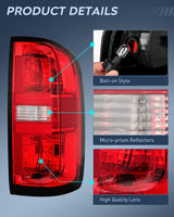 Nilight 2015 2016 2017 2018 2019 2020 2021 2022 Chevy Colorado Taillight Assembly Rear Lamp Replacement OE Style Driver Side and Passenger Side w/Bulbs, view 6