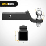 Nilight Hitch Ball Mount w/ 2 Inch Ball Mount | 5/8 Inch Hitch Pin Clip, view 2