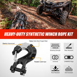 Nilight Winch Rope 1/4 Inch x 50 Ft Synthetic Winch Line Cable Kit Universal for ATV UTV Offroad Vehicle 10000 lbs Black Winch Line Ropes with Protective Sleeve+ Forged 35000lb Winch Hook+Safety Strap, view 5