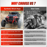 Nilight Winch Rope 1/4 Inch x 50 Ft Synthetic Winch Line Cable Kit Universal for ATV UTV Offroad Vehicle 10000 lbs Black Winch Line Ropes with Protective Sleeve+ Forged 35000lb Winch Hook+Safety Strap, view 6