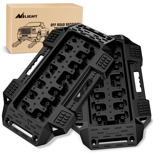 Nilight Off-Road Mini Short Recovery Traction Boards For 4WD 4X4 (2PCS Black)