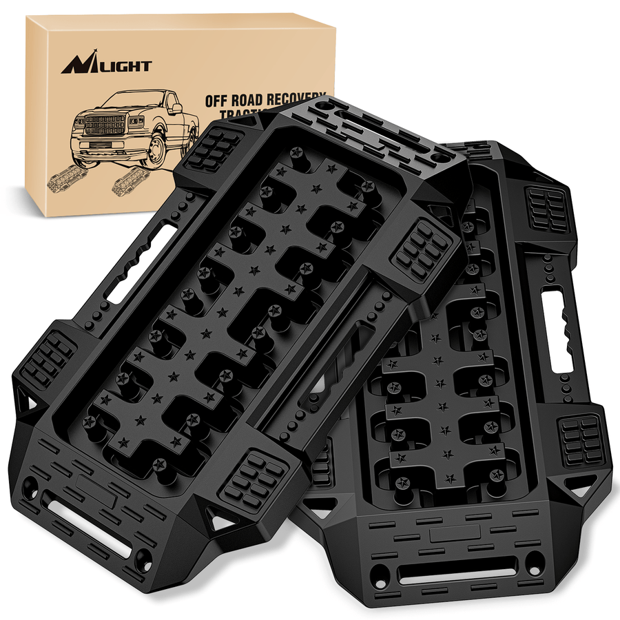 Nilight Off-Road Mini Short Recovery Traction Boards For 4WD 4X4 (2PCS Black)