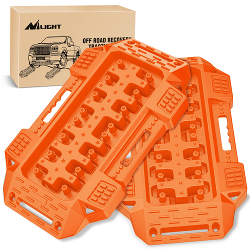 Nilight Off-Road Mini Short Recovery Traction Boards For 4WD 4X4 (2PCS Orange)