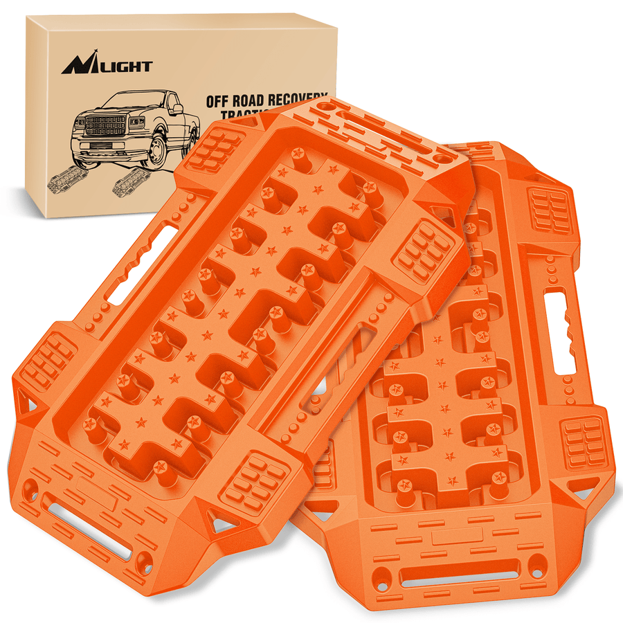 Nilight Off-Road Mini Short Recovery Traction Boards For 4WD 4X4 (2PCS Orange)