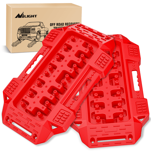 Nilight Off-Road Mini Short Recovery Traction Boards For 4WD 4X4 (2PCS Red)