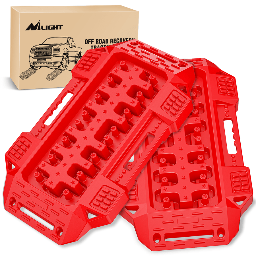 Nilight Off-Road Mini Short Recovery Traction Boards For 4WD 4X4 (2PCS Red)