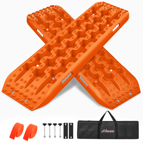 Nilight Off-Road Recovery Traction Boards For 4WD 4X4 with 2PCS Mounting kit Zipper Bag 2 leashes (Orange)