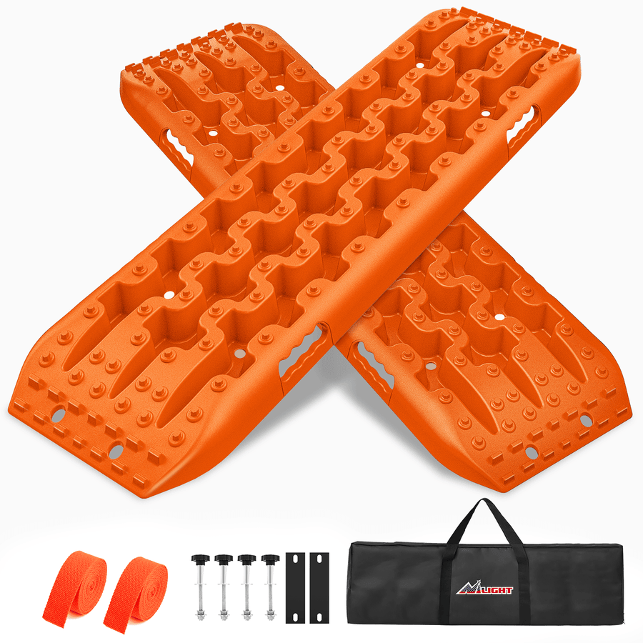 Nilight Off-Road Recovery Traction Boards For 4WD 4X4 with 2PCS Mounting kit Zipper Bag 2 leashes (Orange)