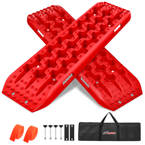 Nilight Off-Road Recovery Traction Boards For 4WD 4X4 with 2PCS Mounting kit Zipper Bag 2 leashes (Red)