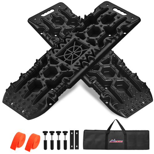 Nilight Off-Road Recovery Traction Boards For 4WD 4X4 with Jack Lift & Carry Bag (Black)