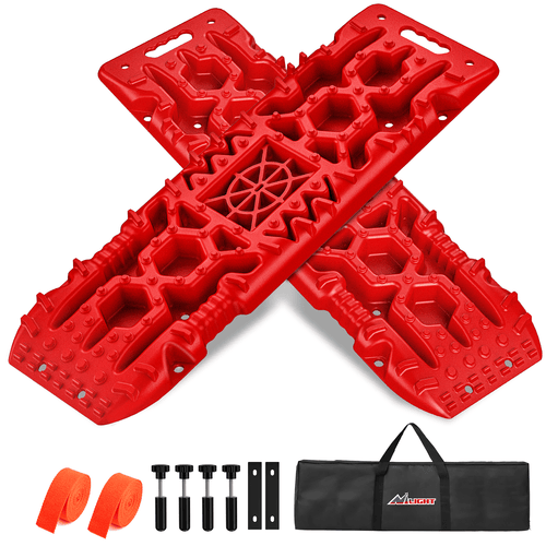 Nilight Off-Road Recovery Traction Boards For 4WD 4X4 with Jack Lift & Carry Bag (Red)