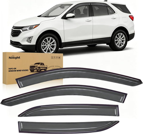 Nilight Outside-Mount Rain Guards for Chevy Equinox 2018-2024, 4PCS | Window Deflectors Window Visors for Fresh Air Circulation, Chevy Equinox 2018 2019 2020 2021 2022 2023 2024, Smoke Tinted