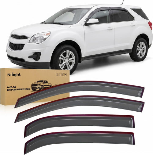 Nilight Outside-Mount Window Rain Guards for Chevy Equinox 2010-2017, 4PCS | Window Visors for Fresh Air Circulation While Driving, Chevy Equinox 2010 2011 2012 2013 2014 2015 2016 2017, Smoke Tinted