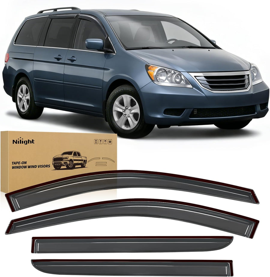 Nilight Outside-Mount Window Visors for Honda Odyssey 2005-2010, 4PCS | Window Rain Guards for Fresh Air Circulation in Rainy Weather, Honda Odyssey 2005 2006 2007 2008 2009 2010, Smoke Tinted