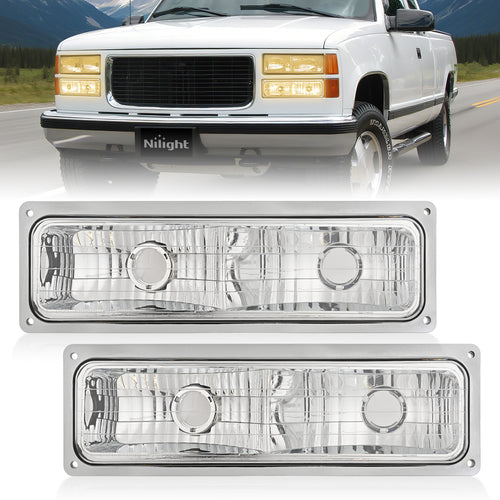 Nilight Parking Turn Signal Light Compatible with 1988 1989 1990 1991 1992 1993 1994 1995 1996 1997 1998 Chevy GMC C10 C/K 1988-1999 Silverado Suburban Sierra Blazer Tahoe Yukon Front Bumper Lights