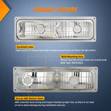 Nilight Parking Turn Signal Light Compatible with 1988 1989 1990 1991 1992 1993 1994 1995 1996 1997 1998 Chevy GMC C10 C/K 1988-1999 Silverado Suburban Sierra Blazer Tahoe Yukon Front Bumper Lights, view 3