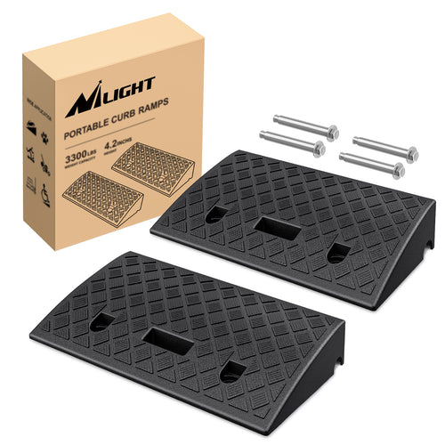 Nilight Plastic Curb Ramps, 4.2Inch Rise Portable Lightweight Heavy Duty Threshold Ramp for Driveway Lawn Mower Scooter Bike Motorcycle Wheelchair, 2 Pack (Pair)