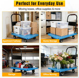 Nilight Platform Cart 330 lbs Heavy Duty Push Cart Dolly with 4-Inch TPR Wheels 27.6 x 19.7 Inch PP Deck Flatbed Cart Platform Truck for Home Garage Warehouse Use Black, view 4