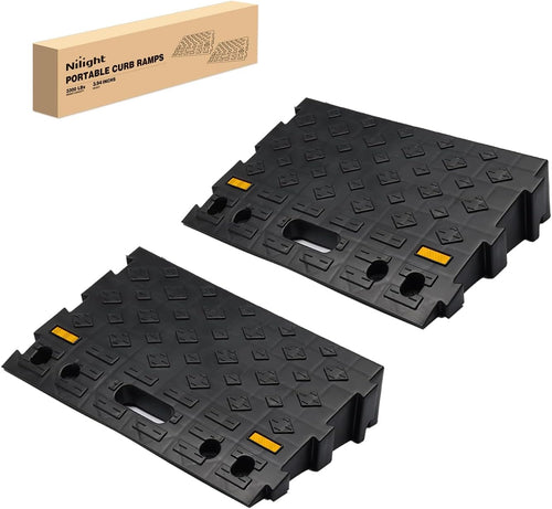 Nilight Portable Plastic Curb Ramps - 3.9 Inch Rise Interlocking Threshold Ramp for Scooter Wheelchair Motorcycle Dolly, Lightweight 2 Pack