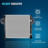 Nilight Radiator for Jeep Liberty 3.7L 2002 2003 2004 2005 2006, Engine Coolant Radiator with Oil Cooler, Automatic Transmission, Replace# 52080120AB, CU2481, 2481, view 2