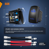 Nilight Radio Rocker Switch Led Light Bar 5 Pin Laser On Off SPST Switches 20A/12V 10A/24V Blue with Jumper Wires Set for Cars Trucks Boats ATVs UTVs RVs, view 5