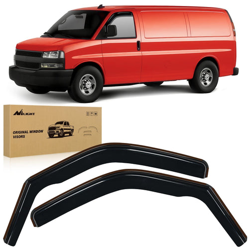 Nilight Rain Guards for 1996-2025 Chevrolet Express Van/GMC Savana Vent Window Visors 2016 2017 2018 2019 2020 2021 2022 2023 2024 2025, Original Window Deflectors-2PCS