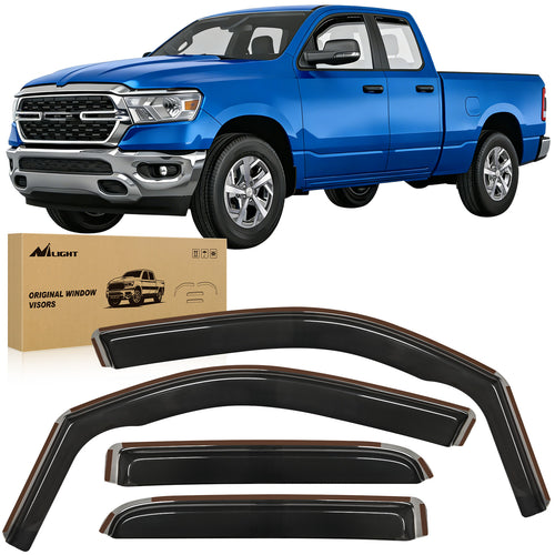 Nilight Rain Guards for Dodge RAM 1500 2019 2020 2021 2022 2023 2024 Quad Cab Original Window Deflectors, Vent Window Visors-4PCS