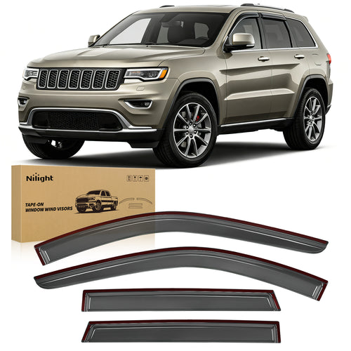 Nilight Rain Guards for Jeep Grand Cherokee 2011-2021 5 Seats-SUV, Not for Jeep Grand Cherokee L 6 Seats-SUV, Outside Mount Window Visors, Smoke Tinted Deflectors for Rain & Ventilation, 4PCS