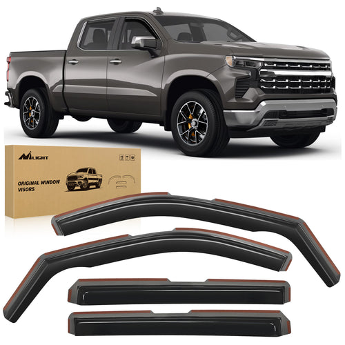 Nilight Rain Guards for Chevy Silverado/Sierra 2500HD/3500HD 2020 2021 2022 2023 2024 2025 Crew Cab Original Window Deflectors, Vent Window Visors-4PCS