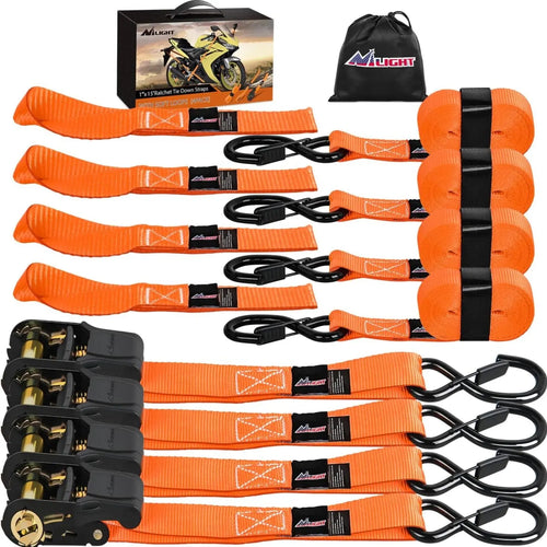 Nilight Ratchet Tie Down Straps With Soft Loop Orange