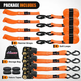 Nilight Ratchet Tie Down Straps With Soft Loop Orange, view 6