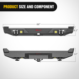 Nilight 1984-2001 Jeep Cherokee XJ Rear Bumper 2inch Hitch Receiver Upgraded 18W LED Light Pods Offroad Textured Black, view 2