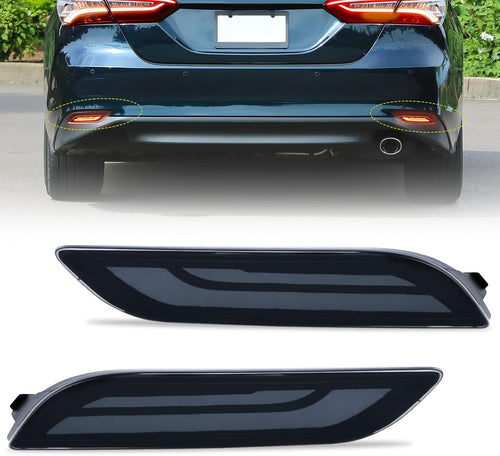 Nilight Rear Bumper Tail Light Compatible with 2018 2019 2020 2021 2022 2023 2024 2025 Toyota Camry Smoke Lens LED Reflector Rear Bumper Lamps Brake Turn Signal Sequential Flashing Driving Taillights