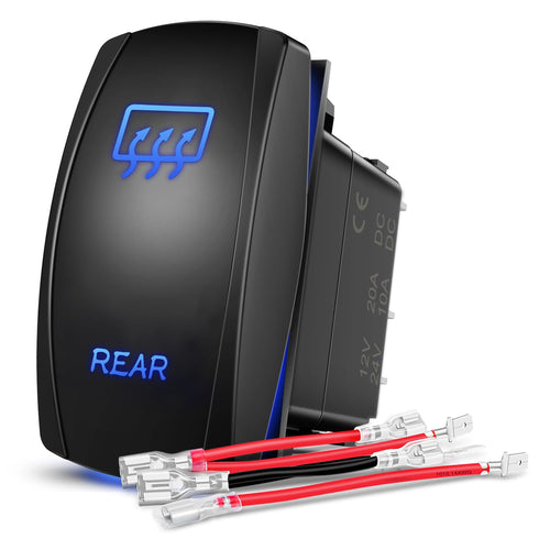Nilight Rear Rocker Switch Led Light Bar Switch 5 Pin Laser On Off | SPST Switches 20A/12V 10A/24V Blue with Jumper Wires Set for Cars Trucks Boats ATVs UTVs RVs