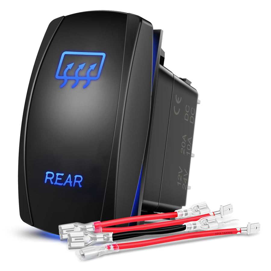 Nilight Rear Rocker Switch Led Light Bar Switch 5 Pin Laser On Off | SPST Switches 20A/12V 10A/24V Blue with Jumper Wires Set for Cars Trucks Boats ATVs UTVs RVs